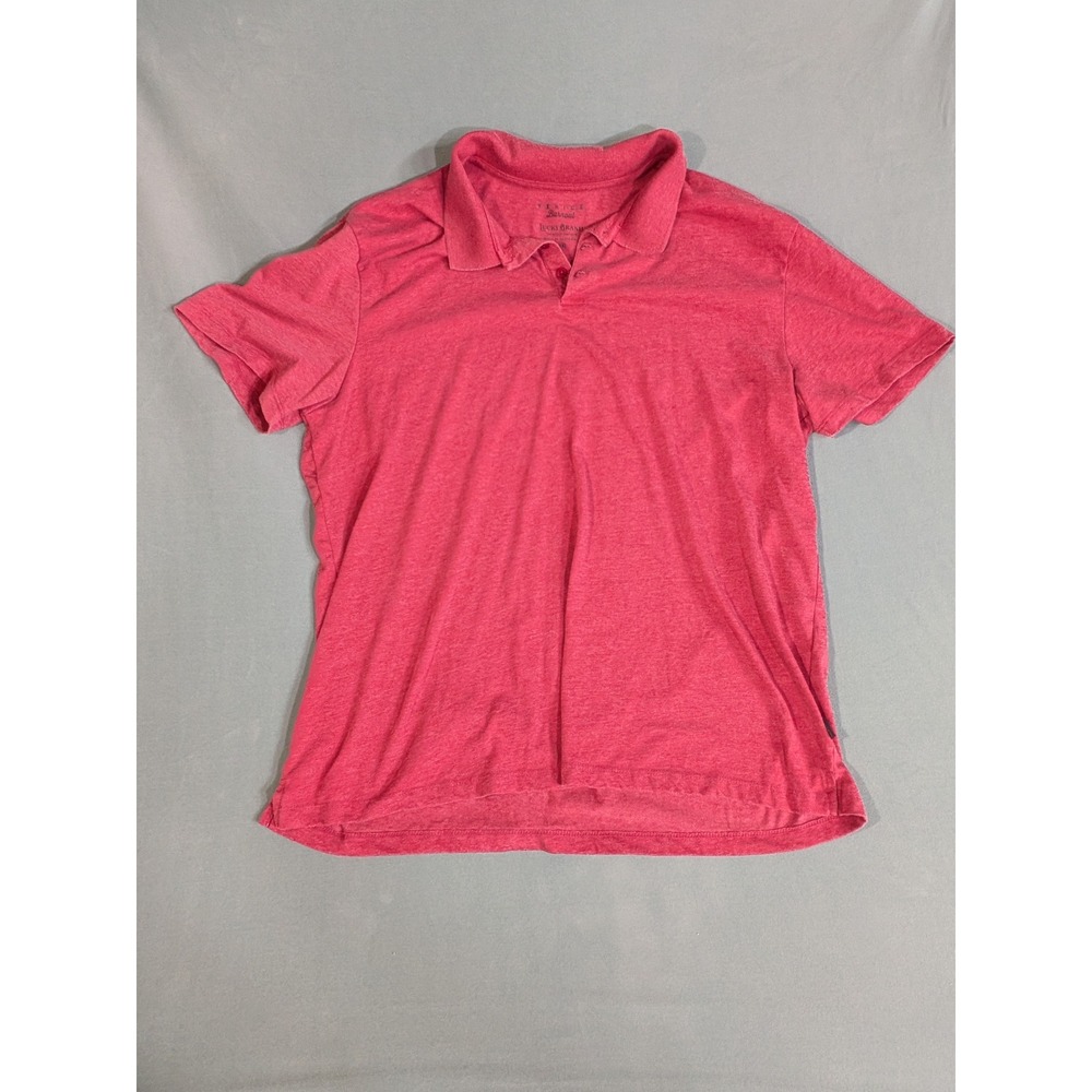 Lucky Brand Venice Burnout Polo Shirt Mens XXL Pink Heather Short Sleeve